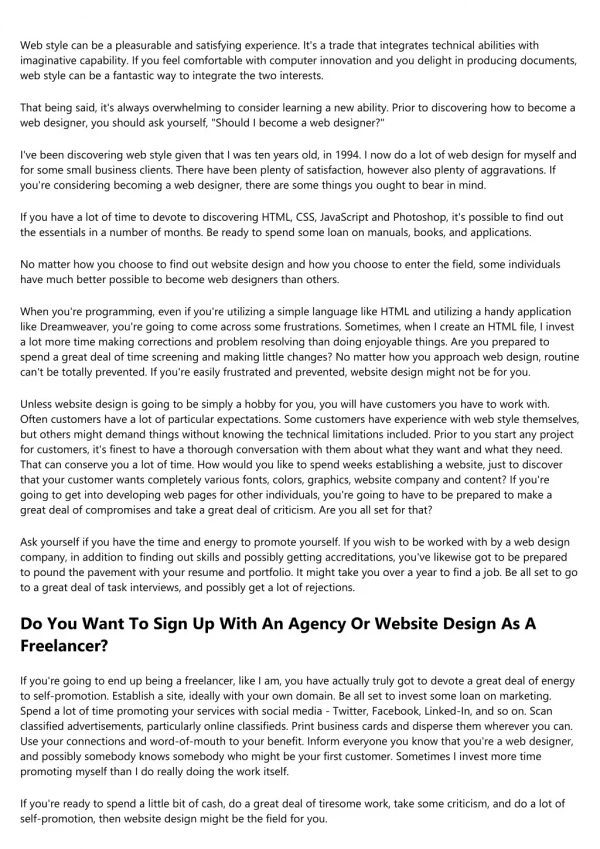 How Do You End Up Being A Website Designer And Do You Have What It Takes