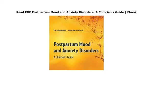 Read book online Postpartum-Mood-and-Anxiety-Disorders-A-Clinician-s-Guide