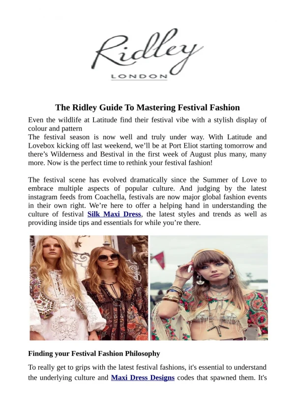 The Ridley Guide To Mastering Festival Fashion