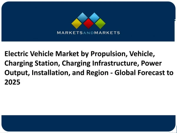 Electric Vehicle Market by Propulsion, Vehicle, Charging Station, Charging Infrastructure, Power Output, Installation, a
