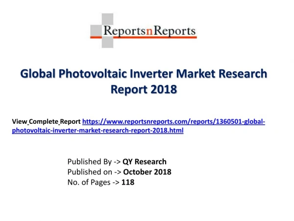 Photovoltaic Inverter Market Size, Value, Outlook, Growth, Trends and 2025 Forecast Analysis