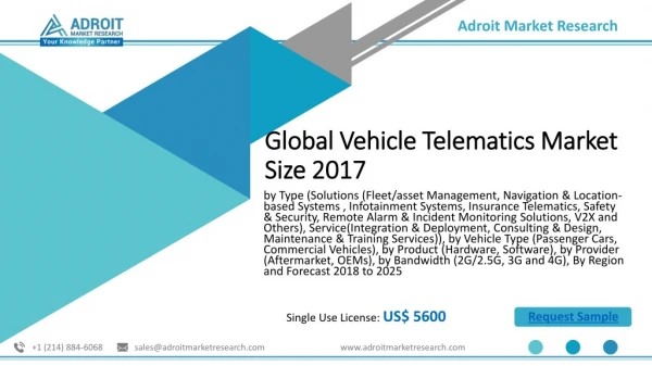 Global Vehicle Telematics Market Size by Type, Service, Provider, Regions and Forecast to 2018-2025
