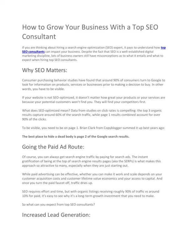 How to Grow Your Business With a Top SEO Consultant