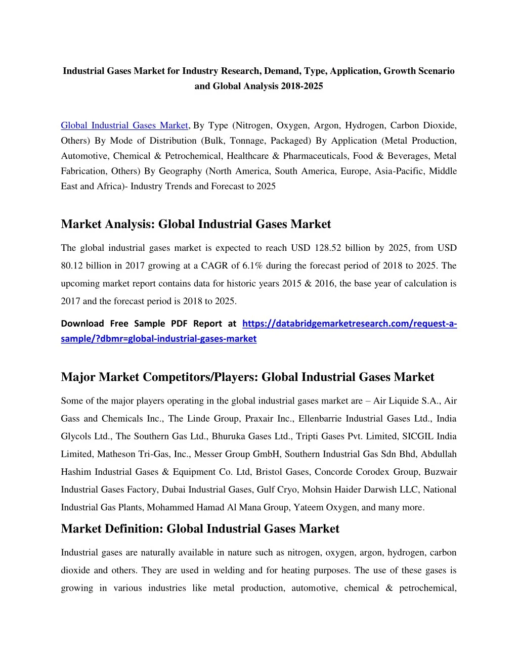 industrial gases market for industry research