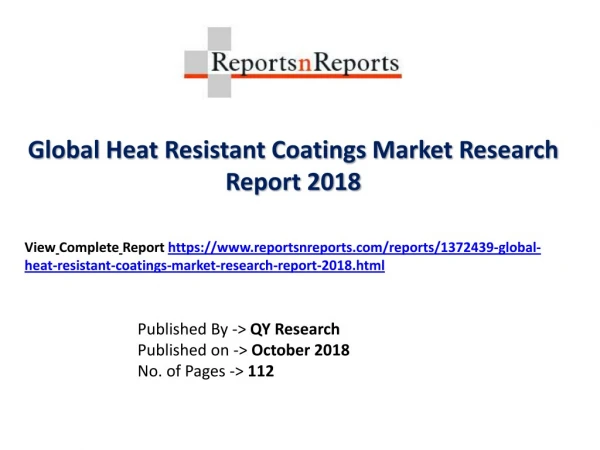 Heat Resistant Coatings Market Analysis, Size, Share, Growth Rate, Trends and Forecast 2018-2025