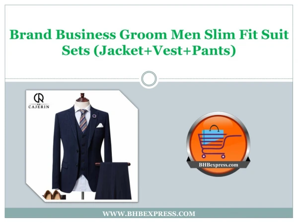 Brand Business Groom Men Slim Fit Suit Sets (Jacket Vest Pants)