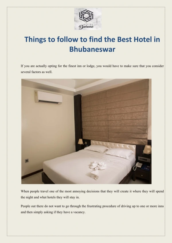 Things to follow tofind the Best Hotel in Bhubaneswar