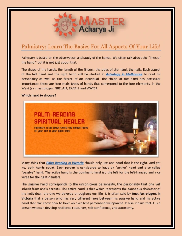 Palmistry: Learn The Basics For All Aspects Of Your Life!