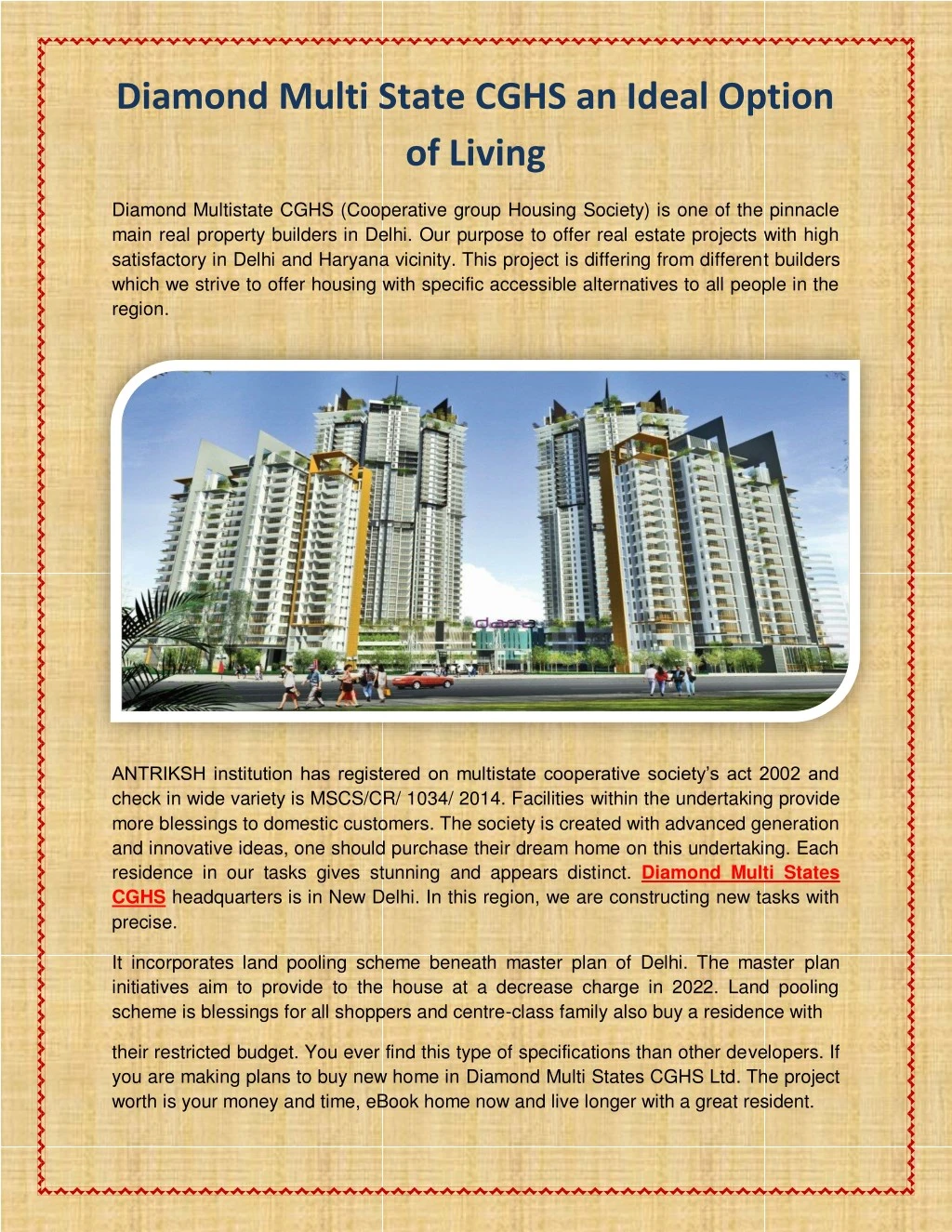 diamond multi state cghs an ideal option of living