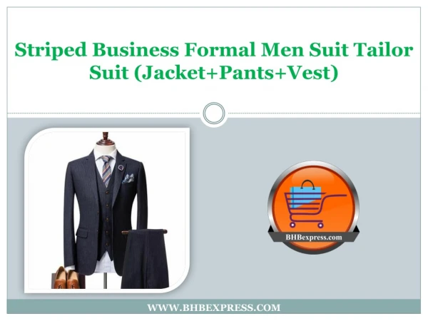 Striped Business Formal Men Suit Tailor Suit (Jacket Pants Vest)