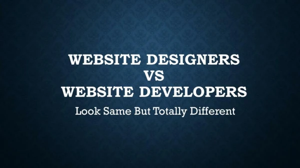 Website Designers Vs Developers