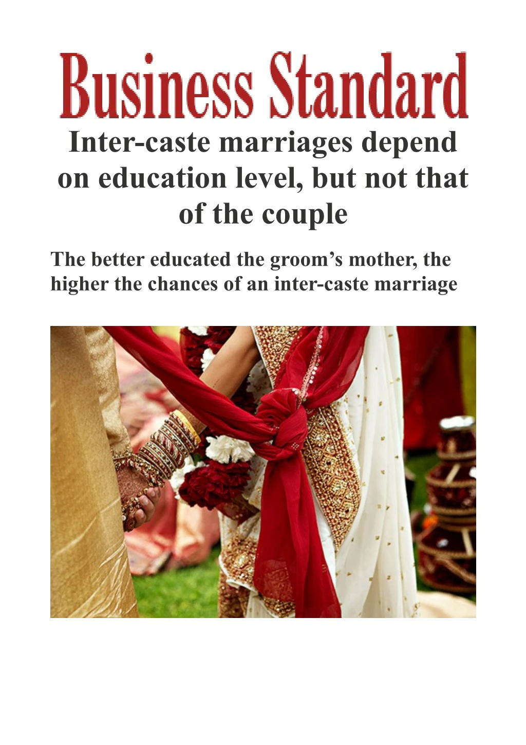 inter caste marriages depend on education level