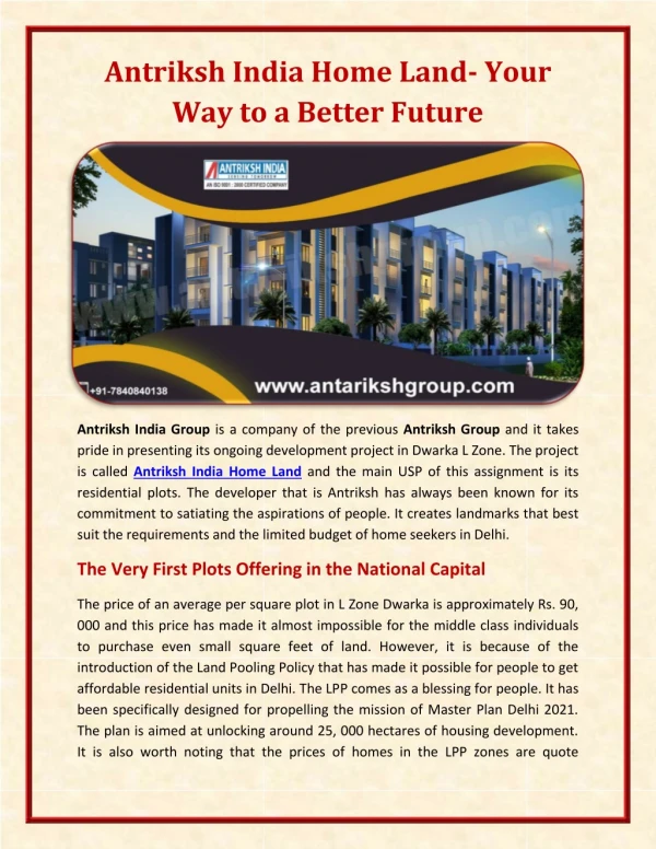 Antriksh India Home Land- Your Way to a Better Future