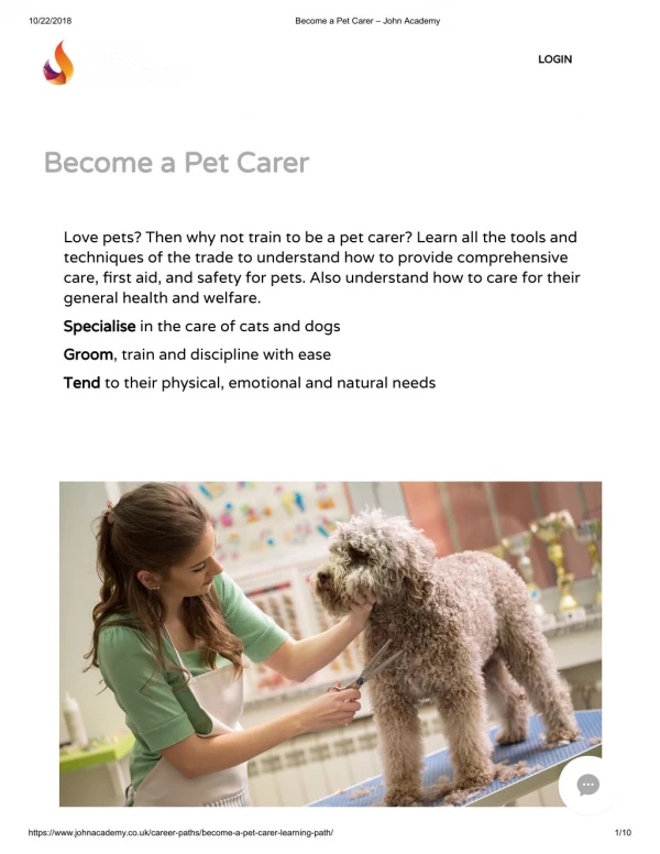 Pet Carer Course - John Academy