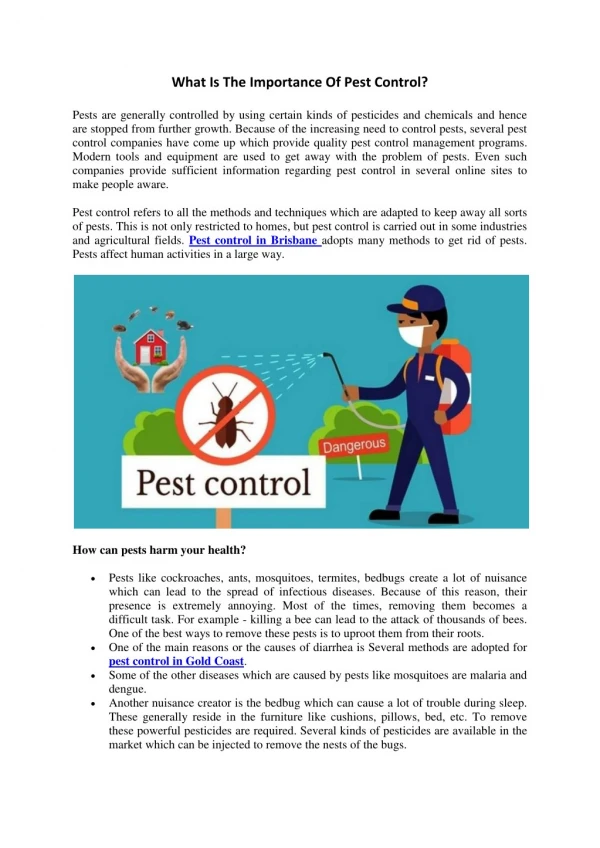 What Is The Importance Of Pest Control?