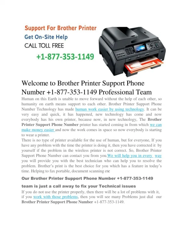 Brother Printer Support Phone Number 1-877-353-1149 | Brother Support