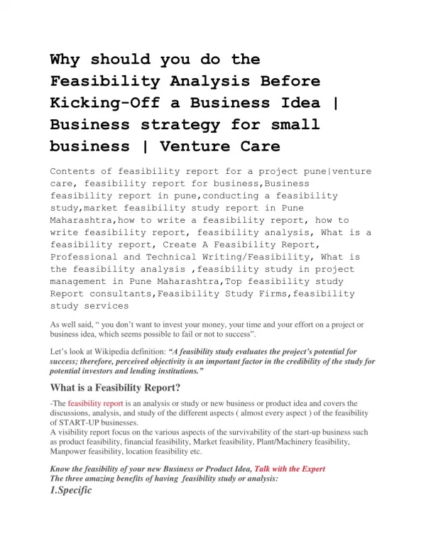 Project Feasibility Study Firms in india | Business Feasibility Studies companies in India