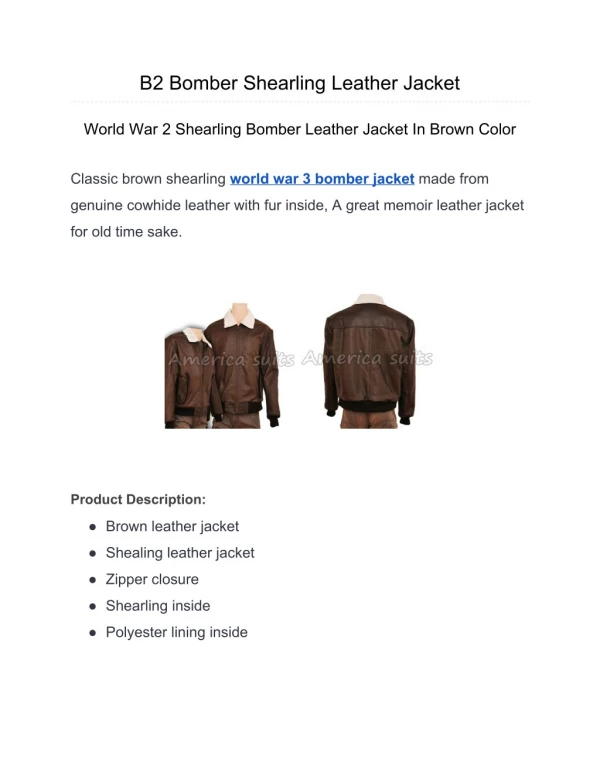 B2 Bomber Shearling Leather Jacket