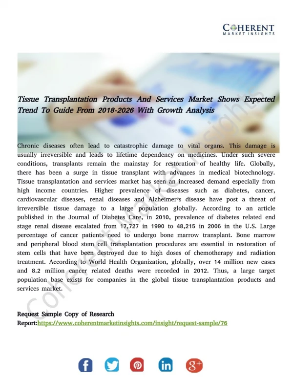 Tissue Transplantation Products And Services Market Shows Expected Trend To Guide From 2018-2026 With Growth Analysis