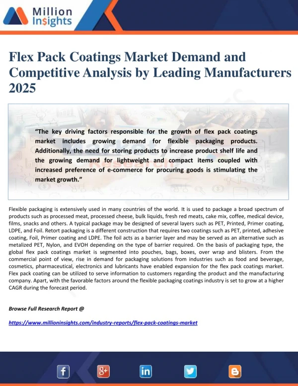 Flex Pack Coatings Market Demand and Competitive Analysis by Leading Manufacturers 2025