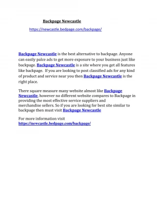 Backpage Newcastle - slide 1