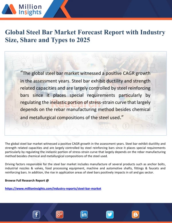 Global Steel Bar Market Forecast Report with Industry Size, Share and Types to 2025
