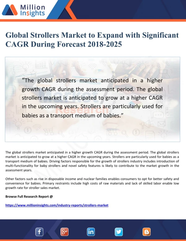Global Strollers Market to Expand with Significant CAGR During Forecast 2018-2025