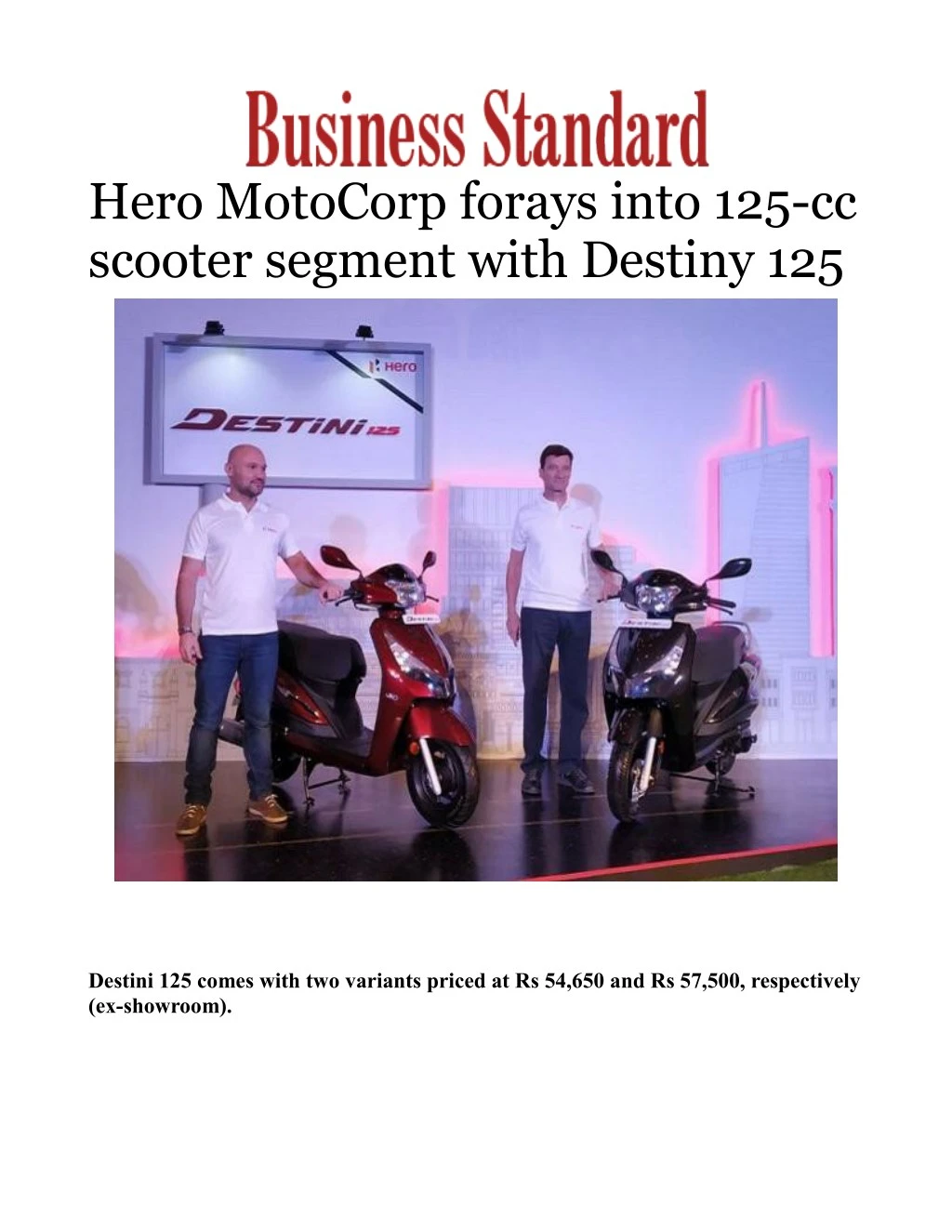 hero motocorp forays into 125 cc scooter segment