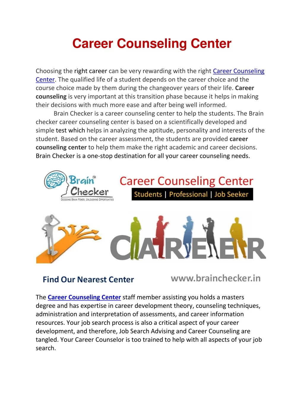 career counseling center choosing the right