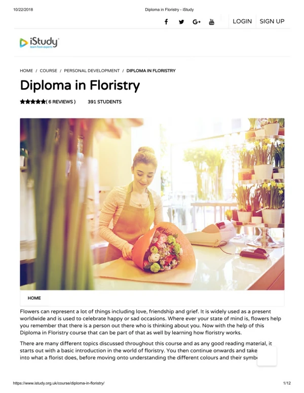 Diploma in Florist - istudy