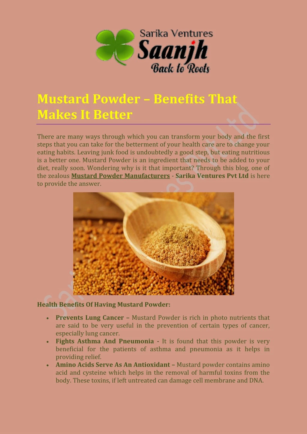 mustard powder benefits that makes it better