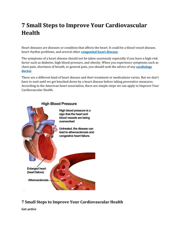 7 Small Steps to Improve Your Cardiovascular Health