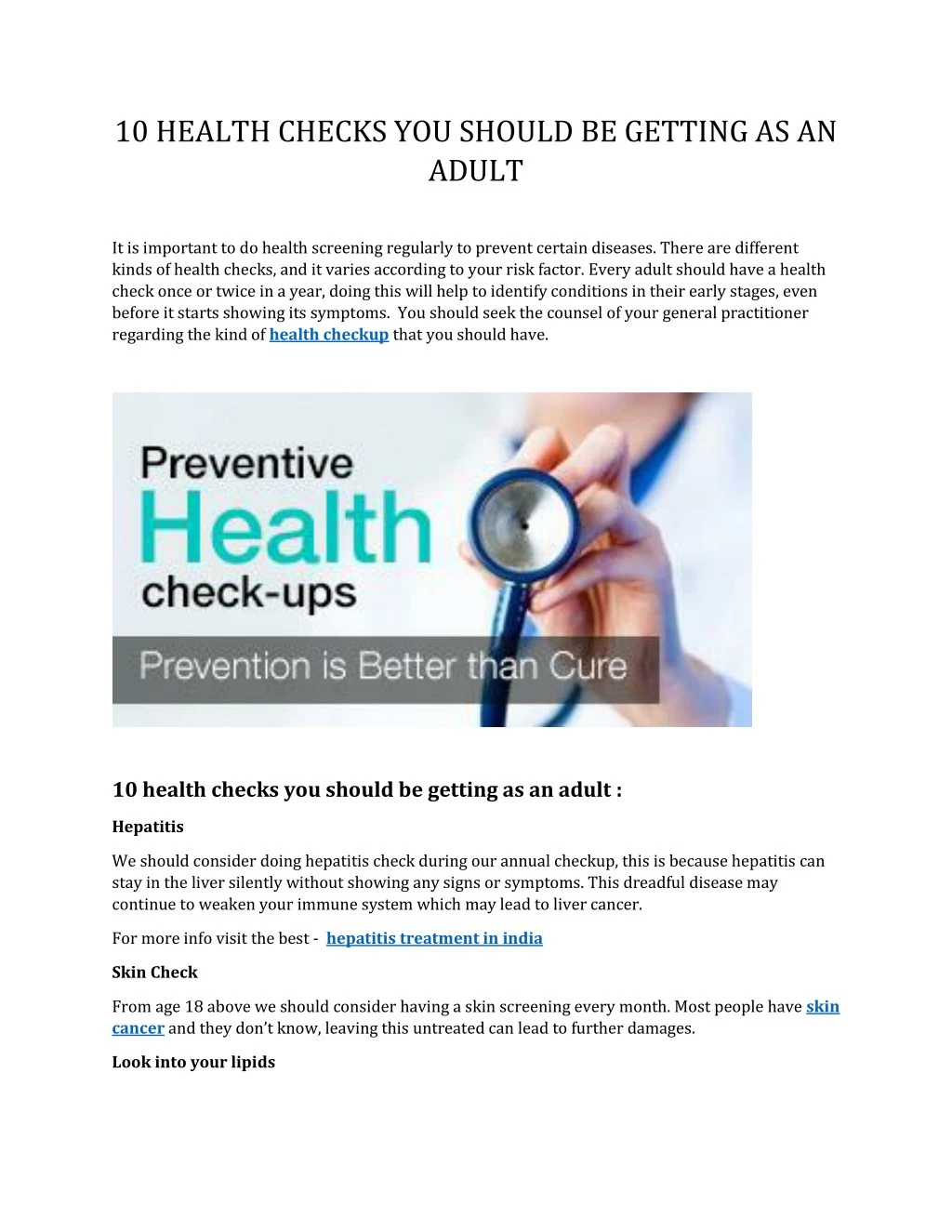 10 health checks you should be getting as an adult