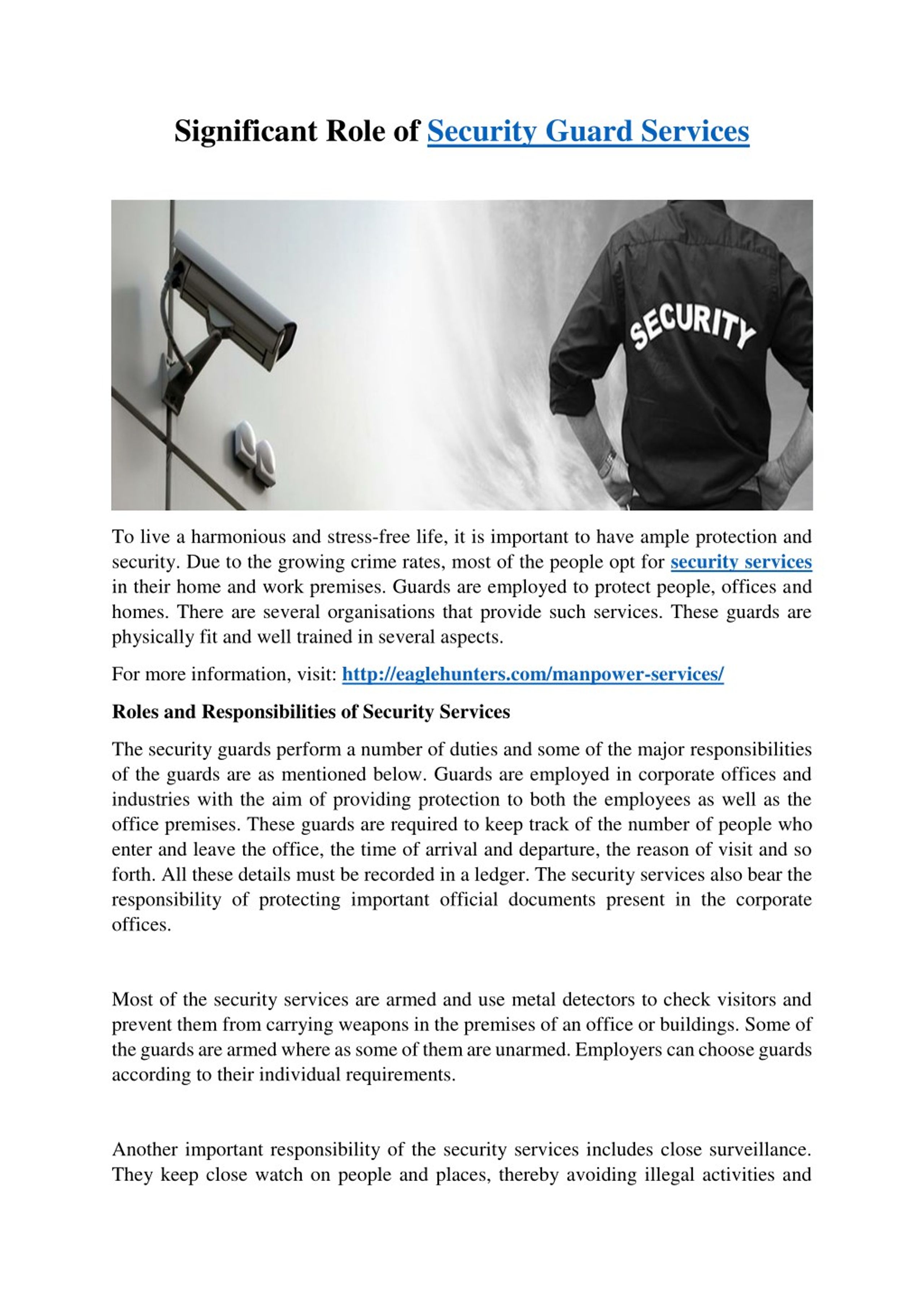 PPT - Significant Role of Security Guard Services PowerPoint ...