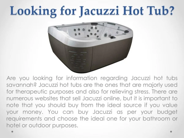 Buy Exclusive Quality of Jacuzzi Hot Tubs at Palmetto