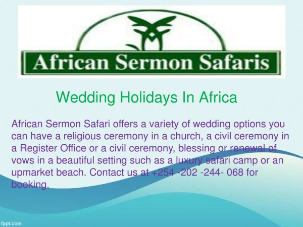 Wedding Holidays In Africa