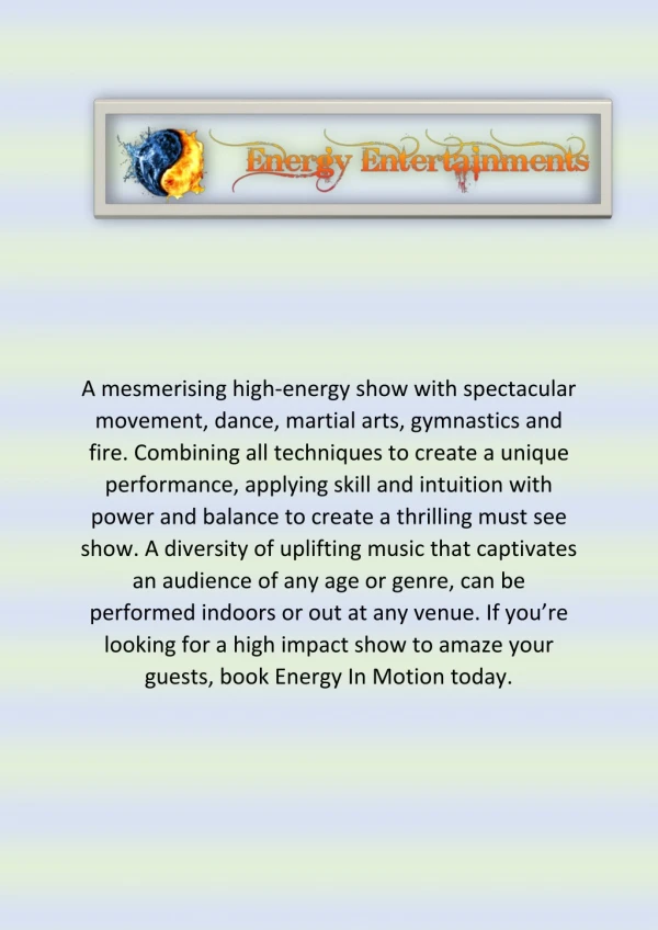 Corporate Entertainment - Energy Entertainment