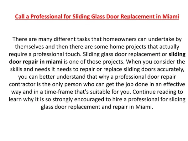 Mike Sliding Doors Miami | Call Now (305) 907-5159