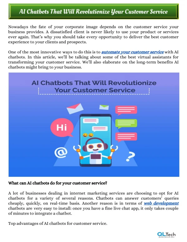 AI Chatbots That Will Revolutionize Your Customer Service
