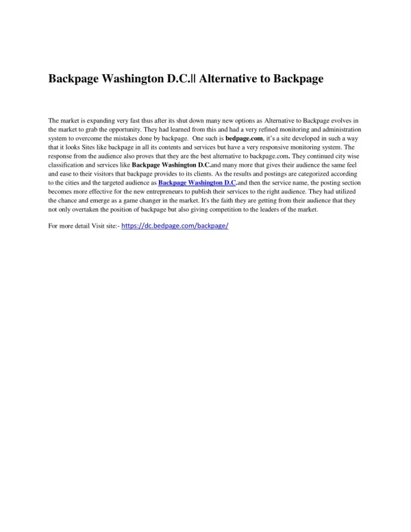 Backpage Washington D.C.|| Alternative to Backpage