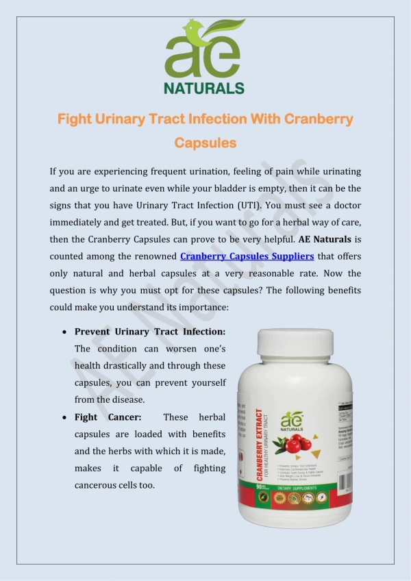 Fight Urinary Tract Infection With Cranberry Capsules