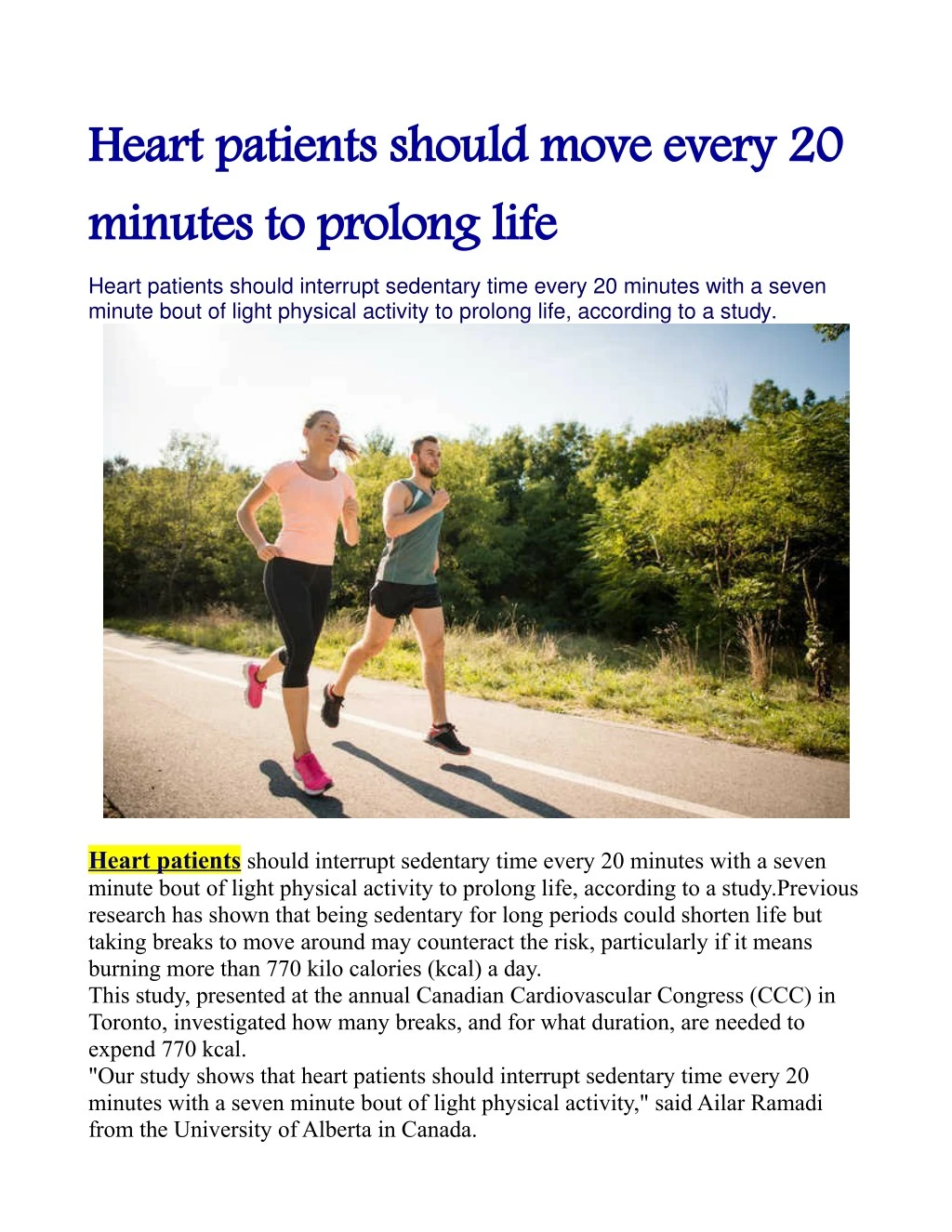 heart patients should move every 20 minutes