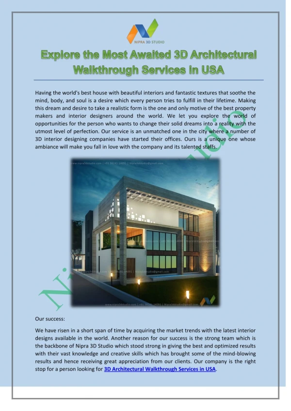 Explore the Most Awaited 3D Architectural Walkthrough Services in USA