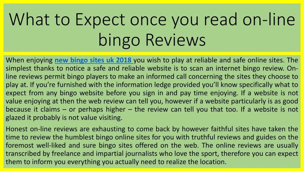 what to expect once you read on line bingo reviews