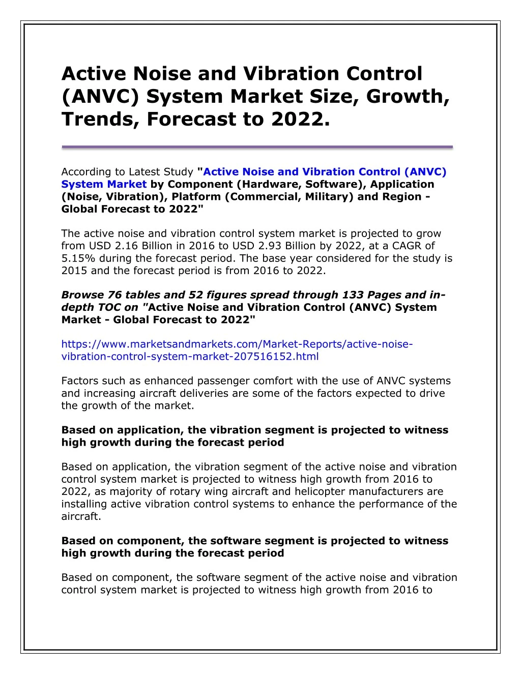 active noise and vibration control anvc system