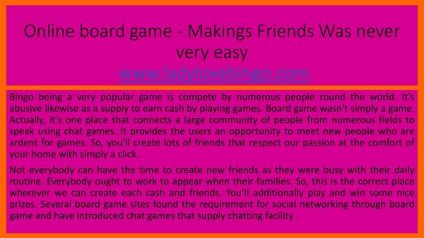 Online board game - Makings Friends Was never very easy