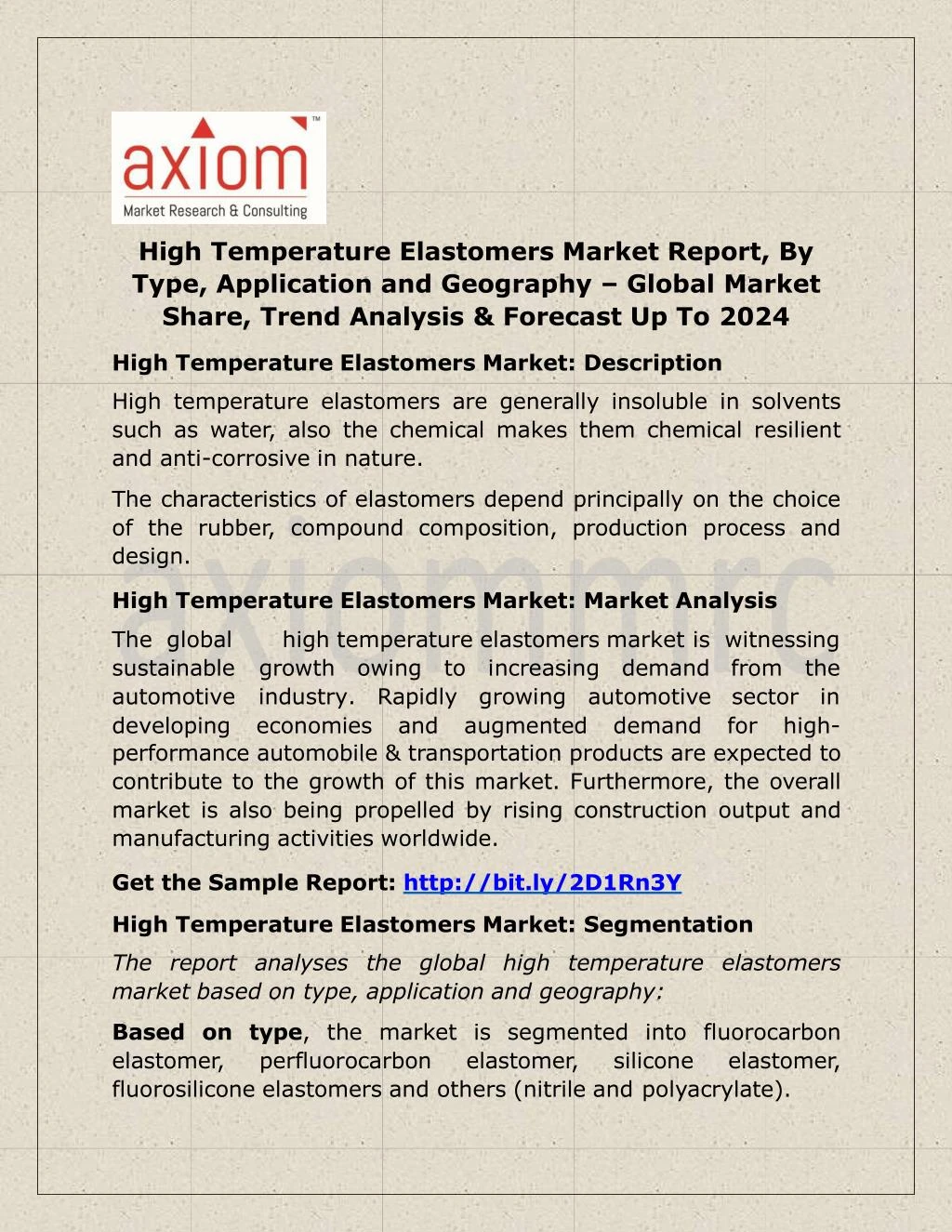 high temperature elastomers market report by type