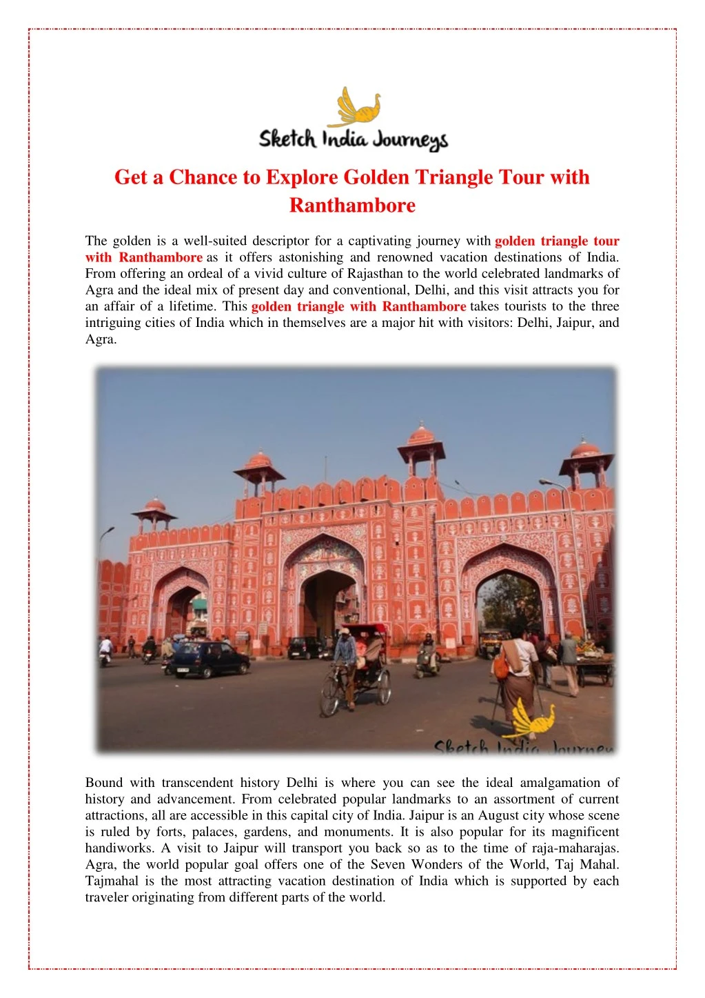 get a chance to explore golden triangle tour with