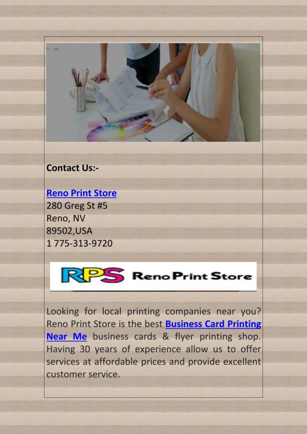 Business Card Printing Near Me | Reno Print Store