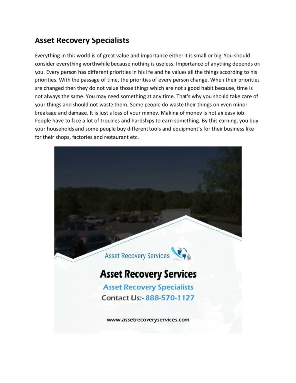 Asset Recovery Specialists
